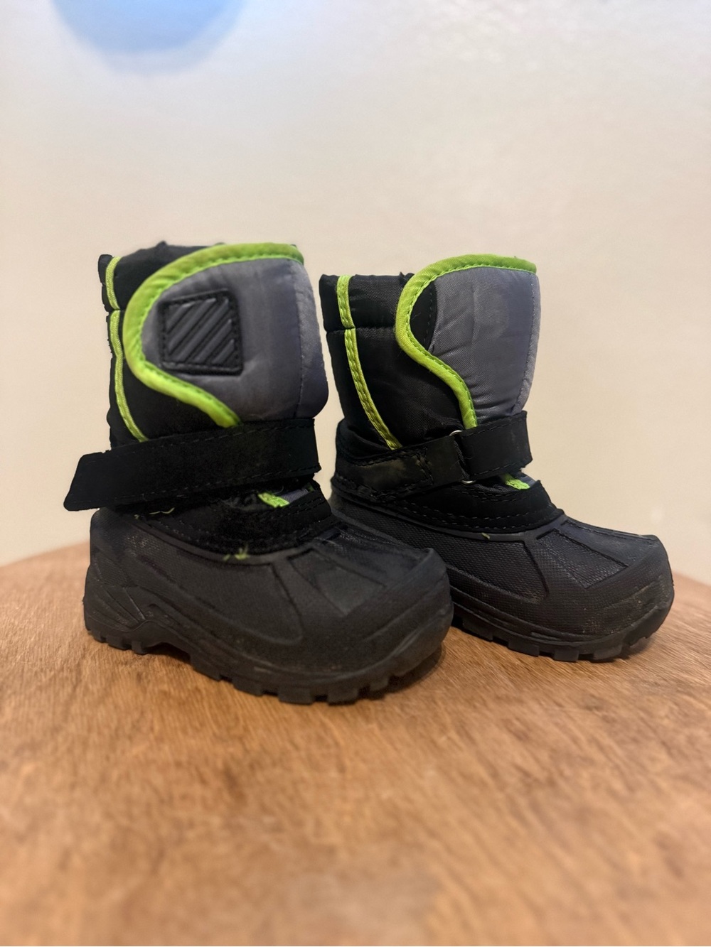 Kids Black and Lime Winter Boots - Cozy Waterproof Snow Shoes